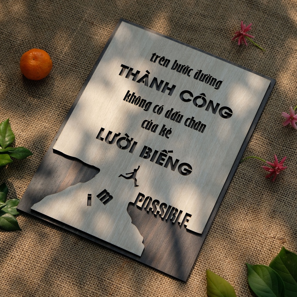 Tranh động lực treo tường handmade "Trên bước đường thành công có dấu  kẻ lười biếng" và nhiều mẫu