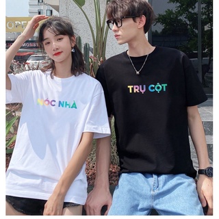 Áo đôi nam nữ, áo cặp đồ đôi nam nữ in hình trụ cột nóc nhà phong cách trẻ trung-PINK