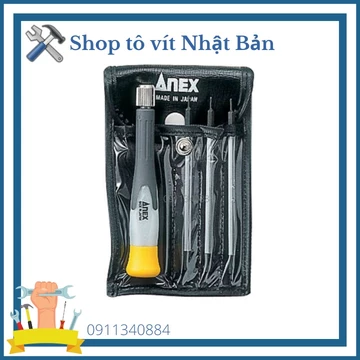 Bộ tô vít hoa thị mini 6 đầu và 1 chuôi Anex Nhật Bản - Tô vít hoa thị mini - tô vít 6 cạnh - tô vít ngôi sao - tô vít