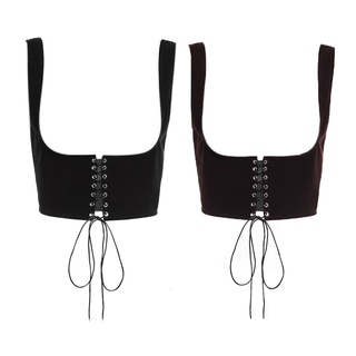 Vipdeal1 Áo crop top corset Ôm Dáng Màu Trơn Có Thể Điều Chỉnh Kích Cỡ Cho Nữ