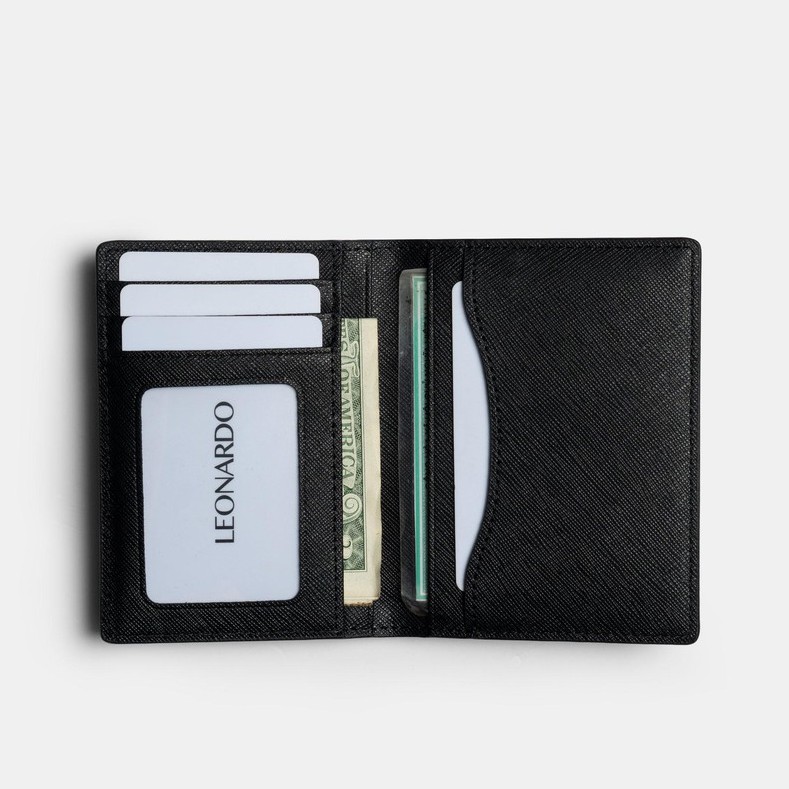 Ảnh Ví Da Nam Gập Đôi Dáng Đứng Leonardo - Card Mercury Wallet - Chất Liệu Da Taiga Có Độ Bền Cao 2