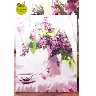 Tranh tô màu 40x50cm có khung Hoa tím bên cửa sổ T191