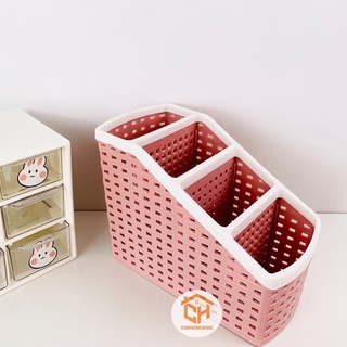 Khay Đựng Bút 4 Ngăn Việt Nhật Plastic 5696 – Hộp Nhựa Để Bàn Gọn Gàng Tiện Dụng – Cam Homeware