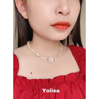 Vòng cổ nữ handmade hạt nhựa dài kết hợp cùng charm hoa cúc Daisy