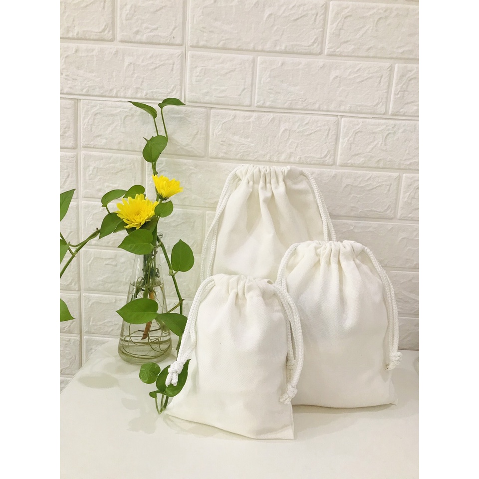 Bộ túi rút mini vải canvas nhiều size màu trắng, màu kem T15 | Shopee ...