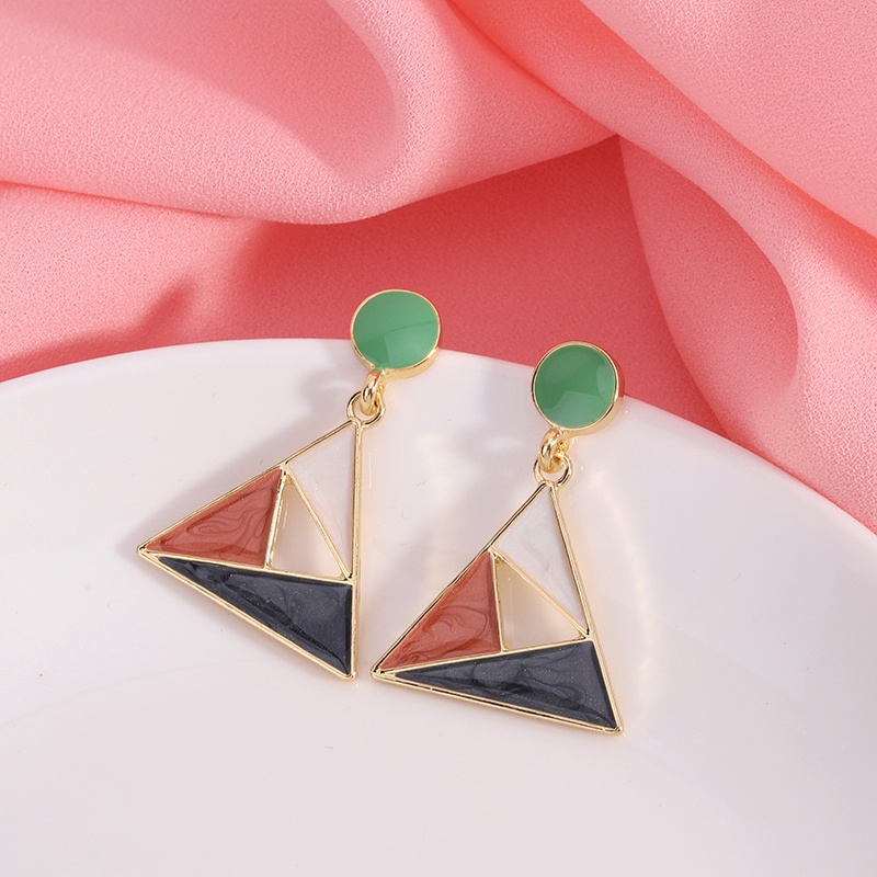 Ảnh Pinkdudu 3 Màu Sắc Rỗng Tam Giác Thả Eearrings S925 Bạc Kim Sáng Tạo Bông Tai Hợp Kim Dành Cho Nữ Trang Sức Quà Tặng PD574 3