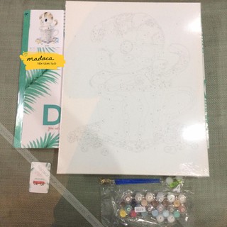 Tranh tô màu 40x50cm có khung Mèo kẹo T70