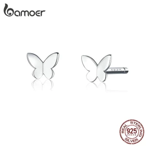 Bamoer Bông Tai bạc 925 Hình Bươm Bướm Đơn Giản Chống Dị Ứng Thời Trang Cho Nữ sce775