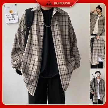 áo dài tay Sơ Mi Dáng Rộng Sọc Ca Rô flannel nam Thời Trang Hàn Quốc áo sơ mi trắng Cá Tính unisex thời trang nam áo flannel siêu đẹp áo sơ mi nam unisex sơ mi nữ form rộng