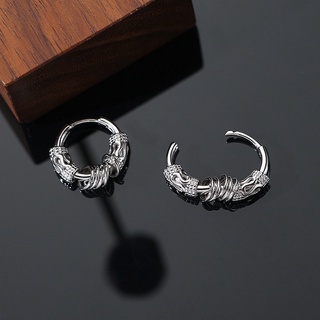 Khuyên Tai Hipster 1 Nam Nữ Unisex Tròn Dạng Xỏ Màu Bạc Đen Đơn Giản Đẹp Nhỏ Xinh - Horizon