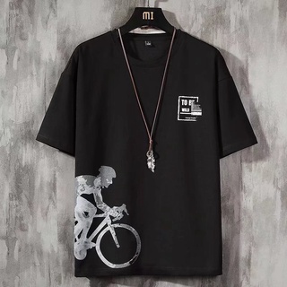 Set Bộ quần áo thể thao nam mẫu mới in hình chạy xe đạp trẻ trung chất thun mè co dãn thấm hút tốt