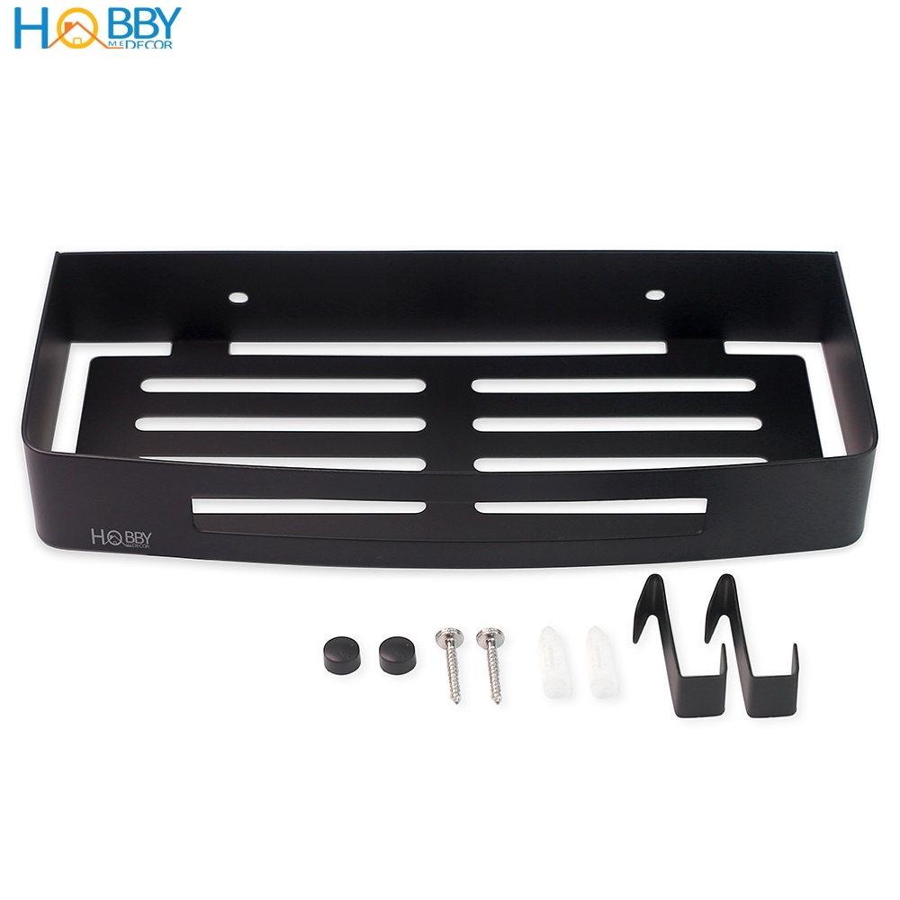 Kệ chữ nhật phòng tắm màu đen Inox 304 gắn tường Hobby Home Decor KCN3