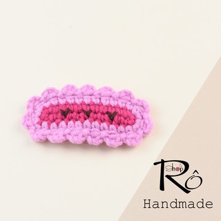 Kẹp tóc hoa len viền bèo xinh xắn cho nữ và bé gái 6.5cm |Cặp tóc mái dịu dàng |Shop Rô Handmade