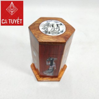 LỌ ĐỰNG TĂM KHẢM CÔ GÁI GỖ HƯƠNG SƠN PU 3 LỚP SIÊU ĐẸP