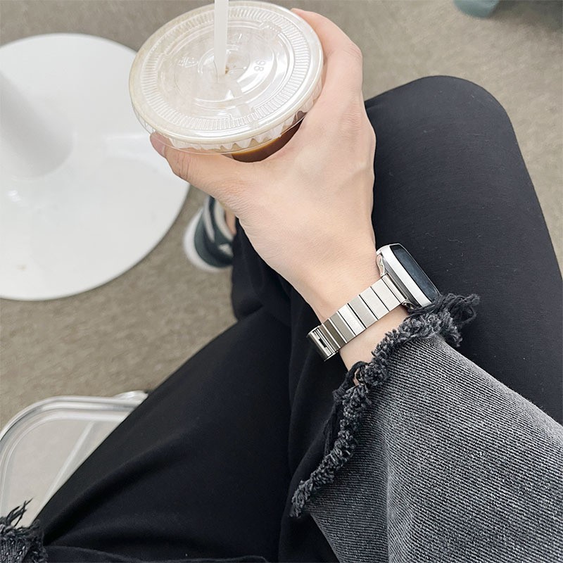 Dây đeo tre chống thấm nước cổ điển bằng thép không gỉ dành cho nữ Thích hợp cho Apple Watch S11 SE3 Ultra3 S10 S9 S8 SE S7 S6 Ultra 49mm 46mm 42mm 40mm 44mm 41mm 45mm Dây đeo cổ tay