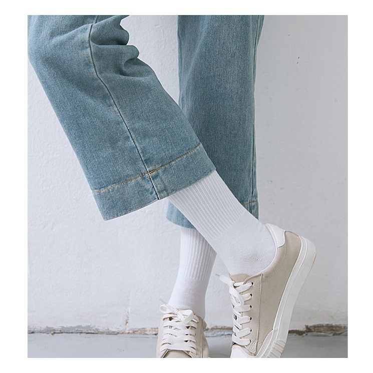 Tất cổ cao nam nữ, tất nữ nam nhún chất liệu cotton mềm thoáng mát dễ phối đồ