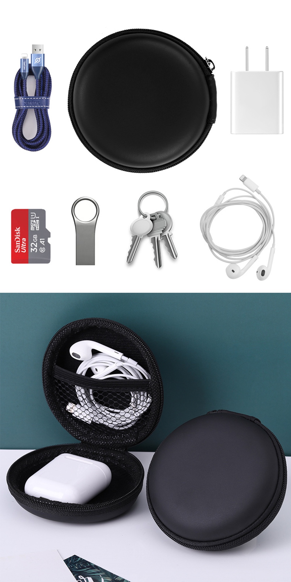 Hộp đựng tai nghe Sidotech / Thẻ nhớ / Dây cáp sạc / USB