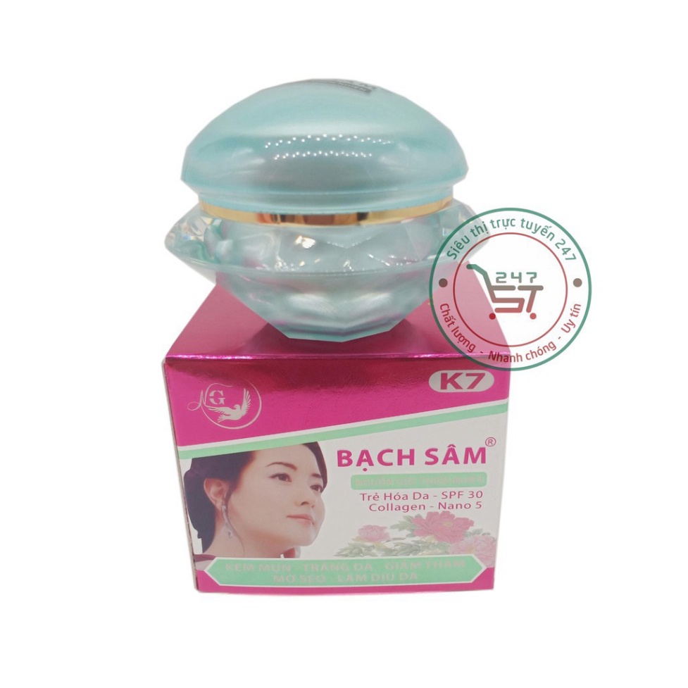 Kem ngừa mụn dưỡng Trắng da Xóa thâm Liền sẹo Chống dị ứng Bạch sâm K7 25g (Tím Xám)