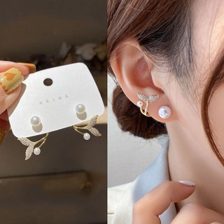 Khuyên Tai Hình Đuôi Cá Đính Ngọc Trai Phong Cách Hàn Quốc Mới