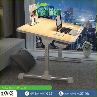 Bàn làm việc tại nhà, Bàn học sinh gấp gọn thông minh hiện đại Green Furni, Vân Gỗ Vàng XVKUS