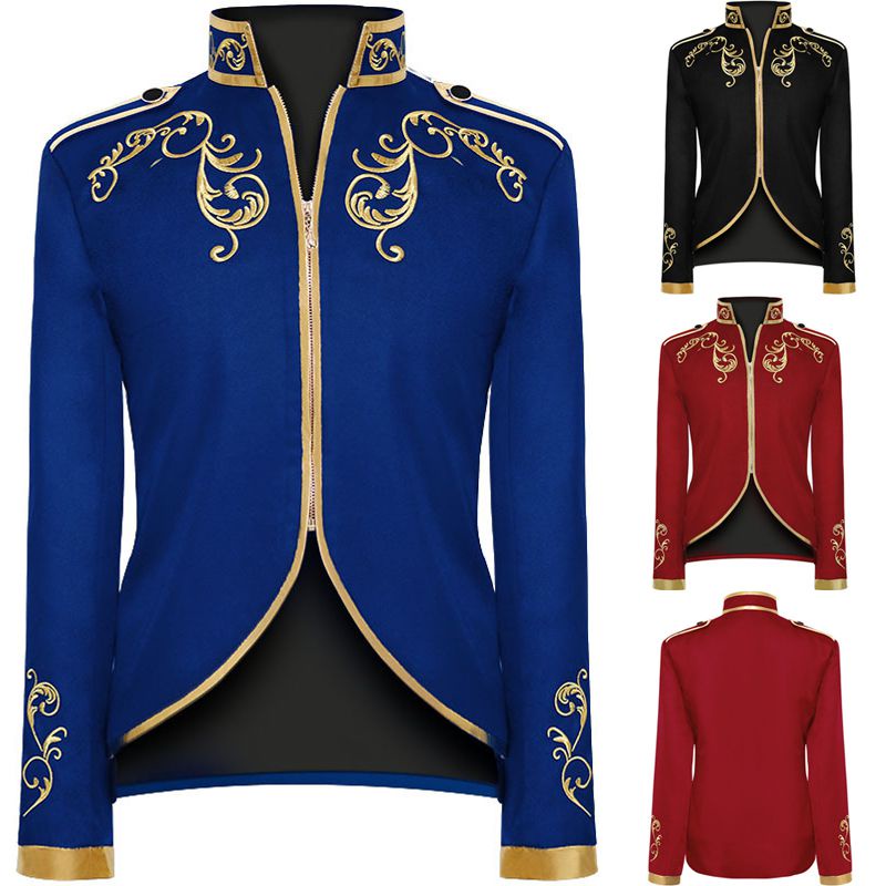 Regal Men Palace Prince Gold Thêu Blazer Slim Fit Áo khoác lý tưởng Váy lạ mắt cho
