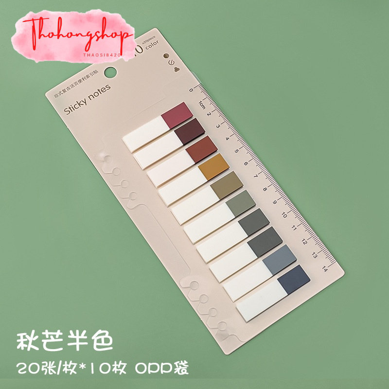 Ghi chú huỳnh quang 20x10 tờ nhỏ kèm thước kẻ đa năng