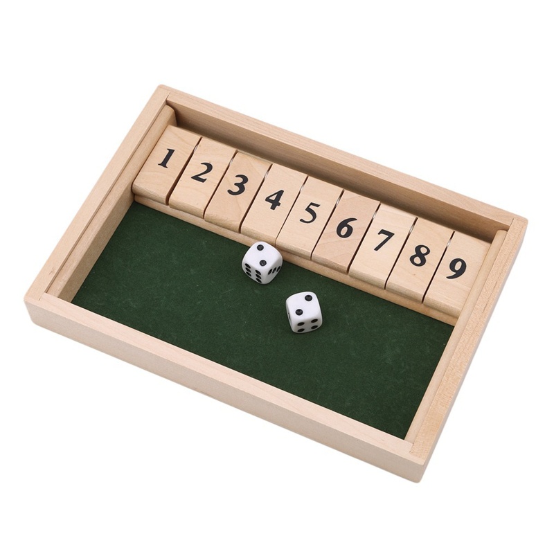 Đồ chơi board game học toán Shut The Box bằng gỗ với 2 xúc xắc và 9 khối chữ số cho bé