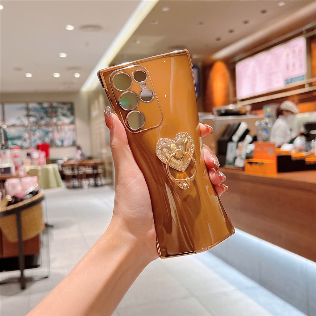Mạ Nhẫn Trái Tim Tình Yêu Dành Cho Samsung Galaxy A55 A35 A24 A25 A15 A14 A13 5G A54 A53 A52 A34 A23 A52 A33 A12 Vỏ Điện Thoại Silicon Đứng