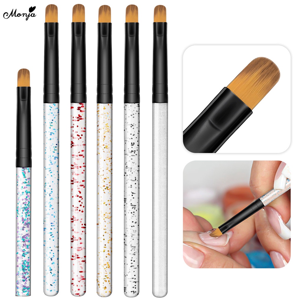 Cọ sơn móng tay gel uv Monja chất liệu acrylic thiết kế 6 màu sắc DIY tiện dụng