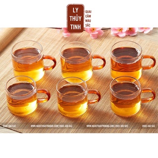 LY THỦY TINH NHỎ CÓ QUAI CẦM TRẮNG NÂU - DUNG TÍCH 100ML