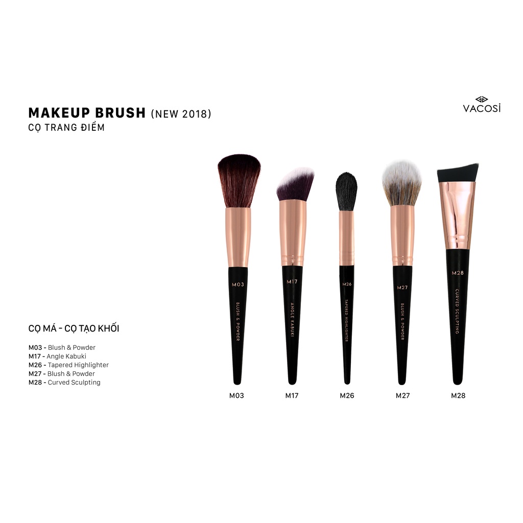 Cọ Tán Phấn Phủ và Đánh Má Hồng Thân Dài Chuyên Dụng Cho MakeUp Artist Vacosi Blush & Powder Brush
