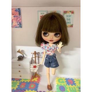 Set áo hoa ngẫu nhiên kèm quần jean size blythe,xinyi