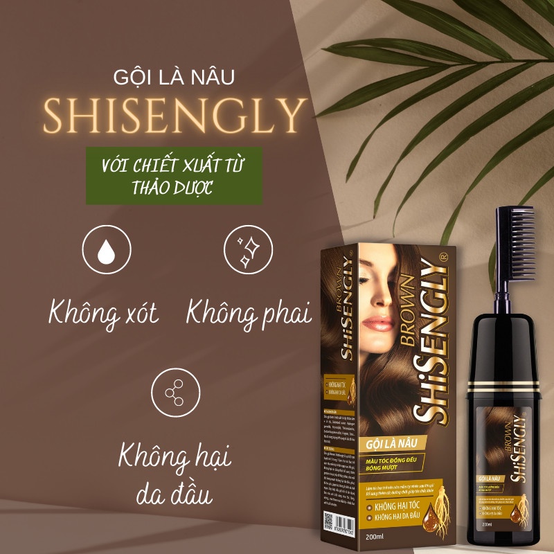 Dầu Gội Phủ Nâu Cao Cấp SHISENGLY Làm Nâu Tóc & Giảm Rụng Tóc - Hàng Chính Hãng - 200ML
