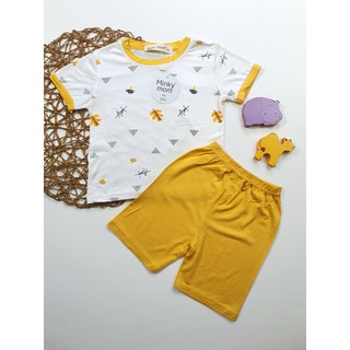 Đồ bộ bé trai Bộ Minky Mom cộc tai bé trai Bộ thun lạnh bé trai in hình MK01