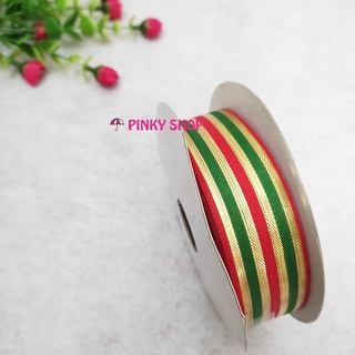 Ruy băng sọc ba màu kim tuyến lấp lánh trang trí noel, giáng sinh, merry Christmas, chúc mừng năm mới