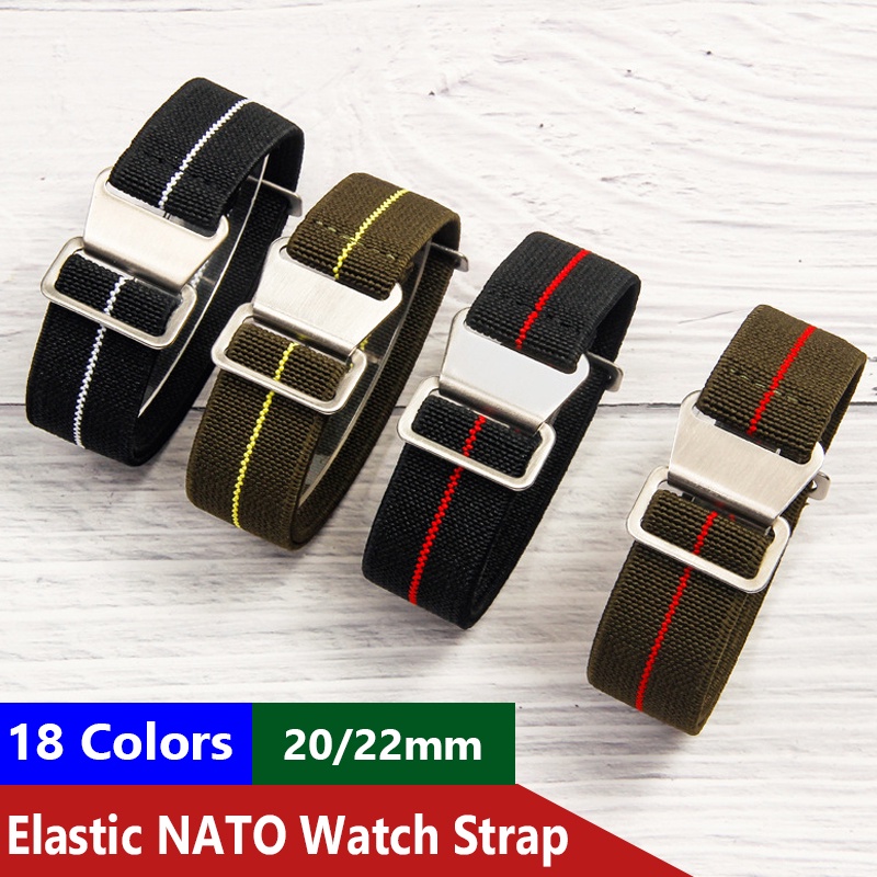 Nato Dây Đeo Đồng Hồ Dù Quân Đội Pháp 60 '' 20mm 22mm Bằng Vải Dù Nylon Co Giãn Cho Nam Và Nữ