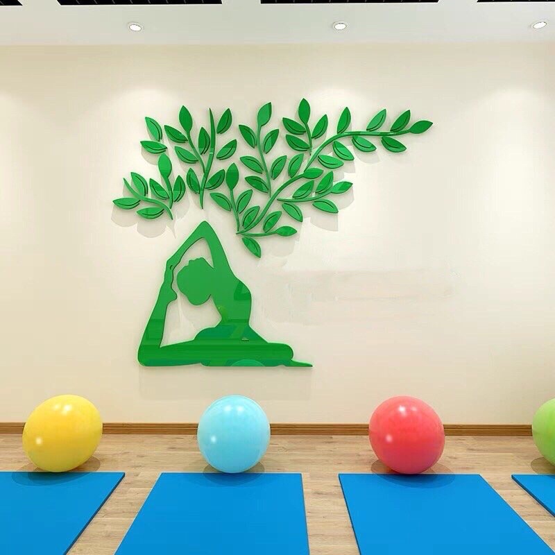 Tranh dán tường mica dán nổi trang trí phòng tập yoga, gym, phòng ...