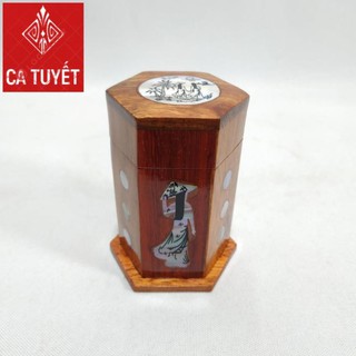 LỌ ĐỰNG TĂM KHẢM CÔ GÁI GỖ HƯƠNG SƠN PU 3 LỚP SIÊU ĐẸP