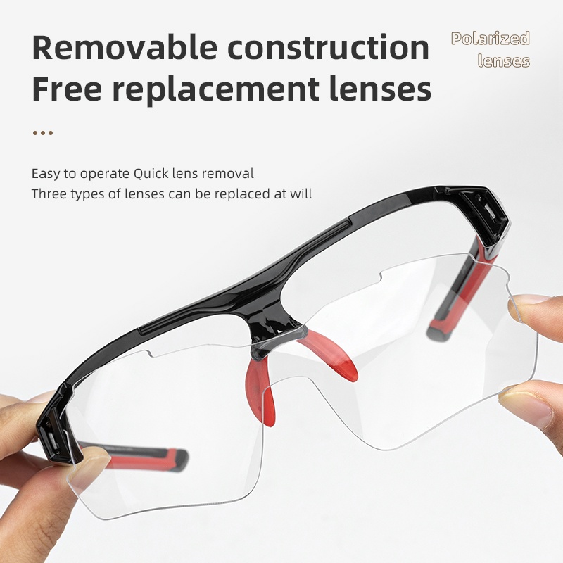 Kính đi xe đạp phân cực ROCKBROS Kính râm bảo vệ nam nữ UV400 với 3 ống kính có thể hoán đổi cho nhau