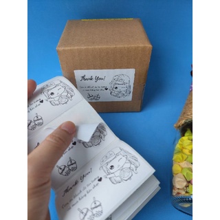 Combo 100 Tem dán thank you hình Doraemon cute, có sẵn keo kích thước 7x5cm