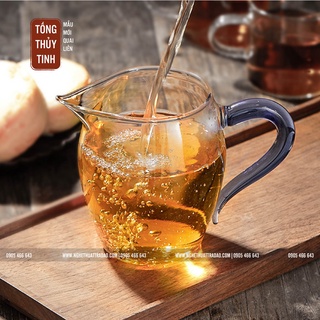 Tống thủy tinh miệng tròn quay màu dung tích 300ml, dùng pha các loại trà chịu nhiệt nóng-lạnh