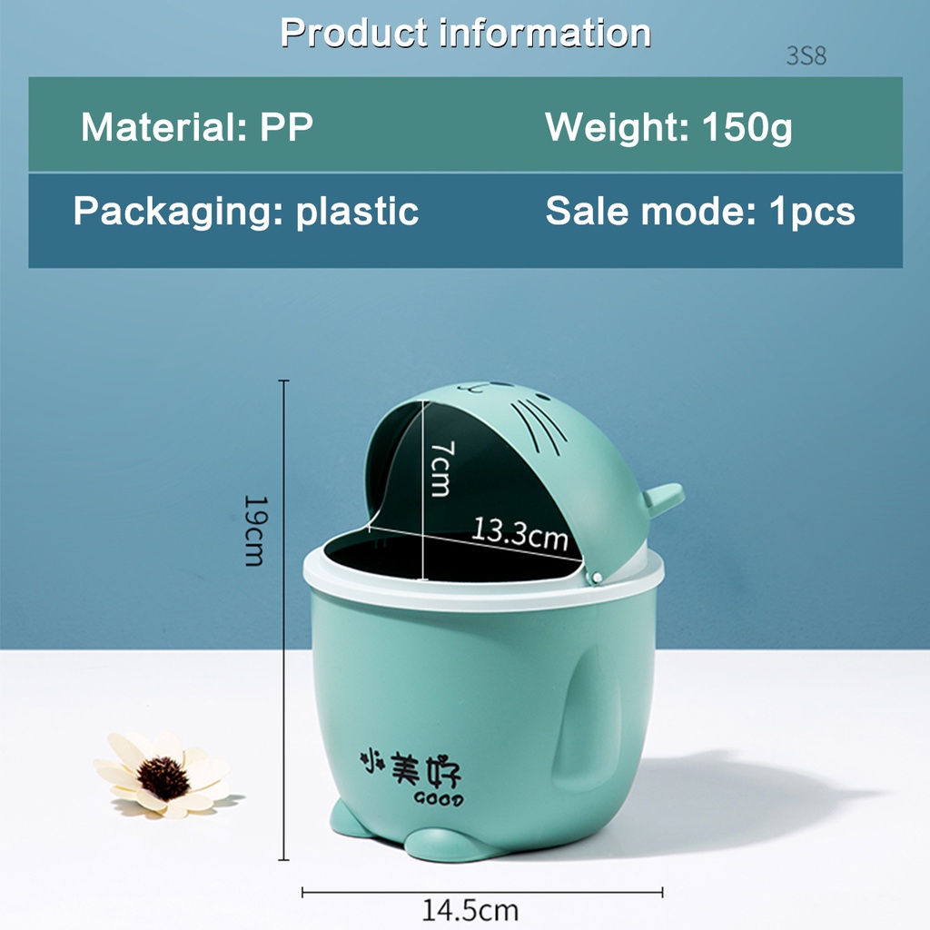 Ảnh Thùng rác mini JUJIAJIA dễ thương sáng tạo có nắp cho kí túc xá và phòng ngủ 2