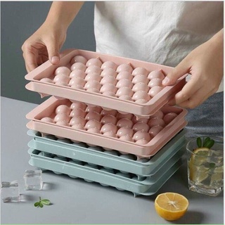 AMZO_KHAY ĐÁ 33 VIÊN, KHUÔN THẠCH BI NHỰA TRÒN LÀM RAU CÂU HOA QUẢ TRÁI CÂY