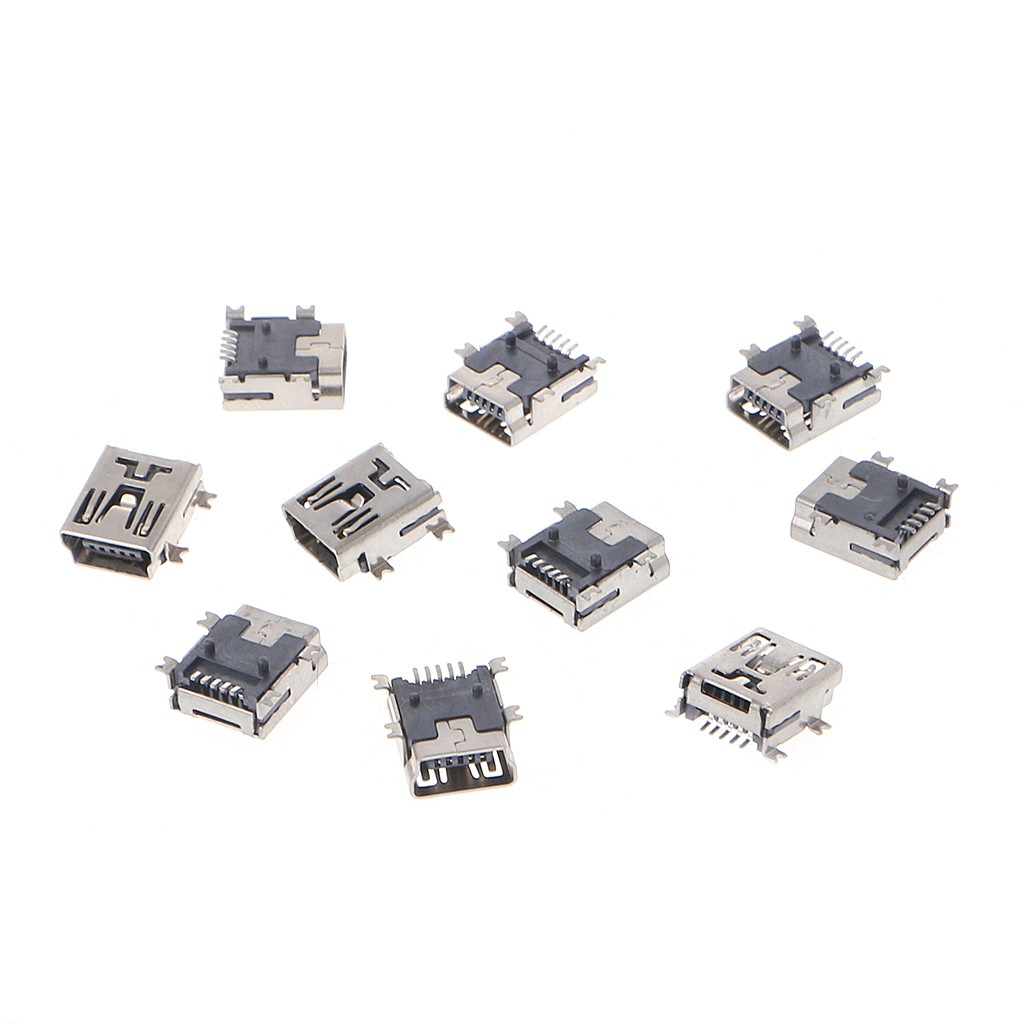 MXRS 10 Pcs Mini USB Type B Port Female 180 Degree 5-Pin 5P Dip Jack