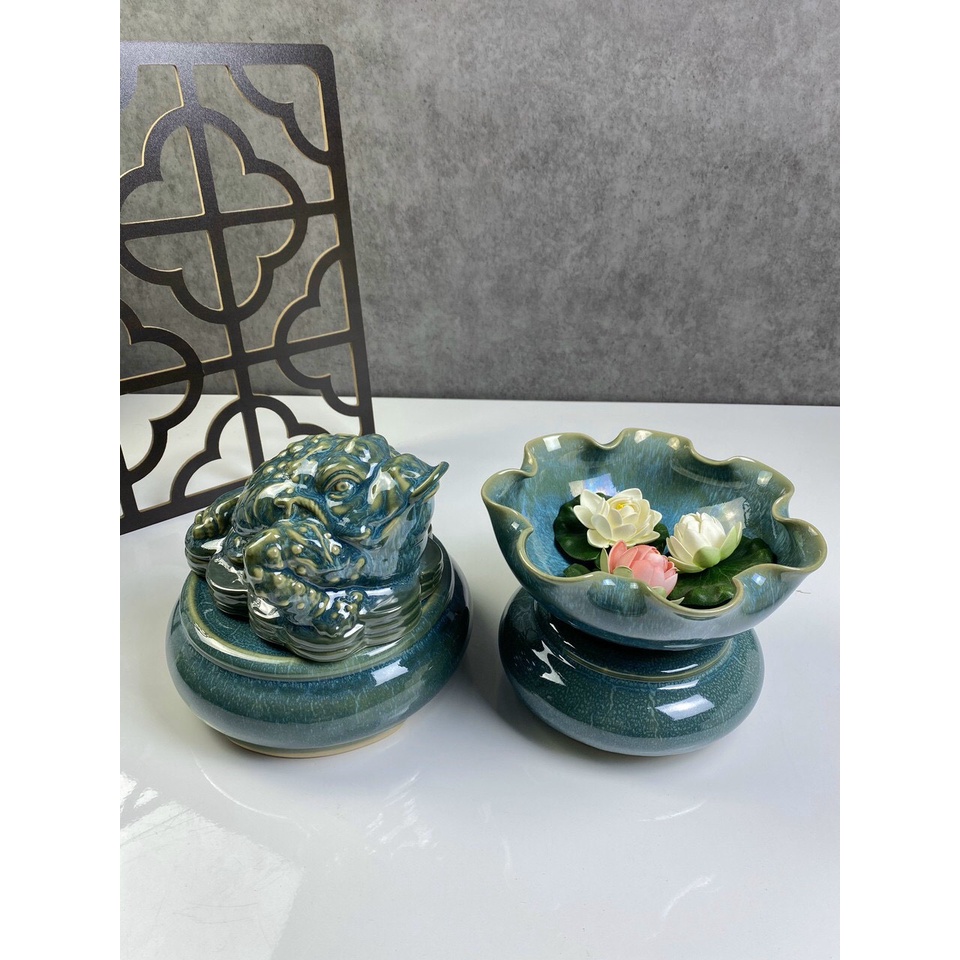 (size phi(16cm,20cm,24cm)Bát thả hoa tụ thủy minh đường phát tài,thần vật trên ban thờ thần tài