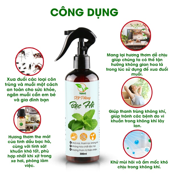 Ảnh Xịt thơm phòng hương Bạc Hà chai 300ml-100ml- Kháng khuẩn - Khử mùi hôi - Đuổi chuột và côn trùng. 3