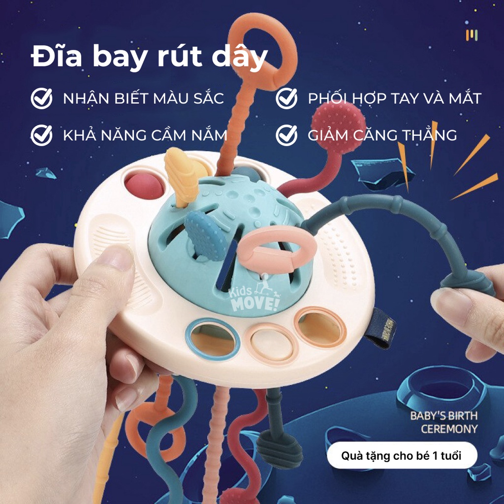 Ảnh Đồ chơi đĩa bay rút dây vui nhộn cho bé từ 6 tháng tuổi gặm nướu trẻ sơ sinh và giáo dục sớm roadstar 2