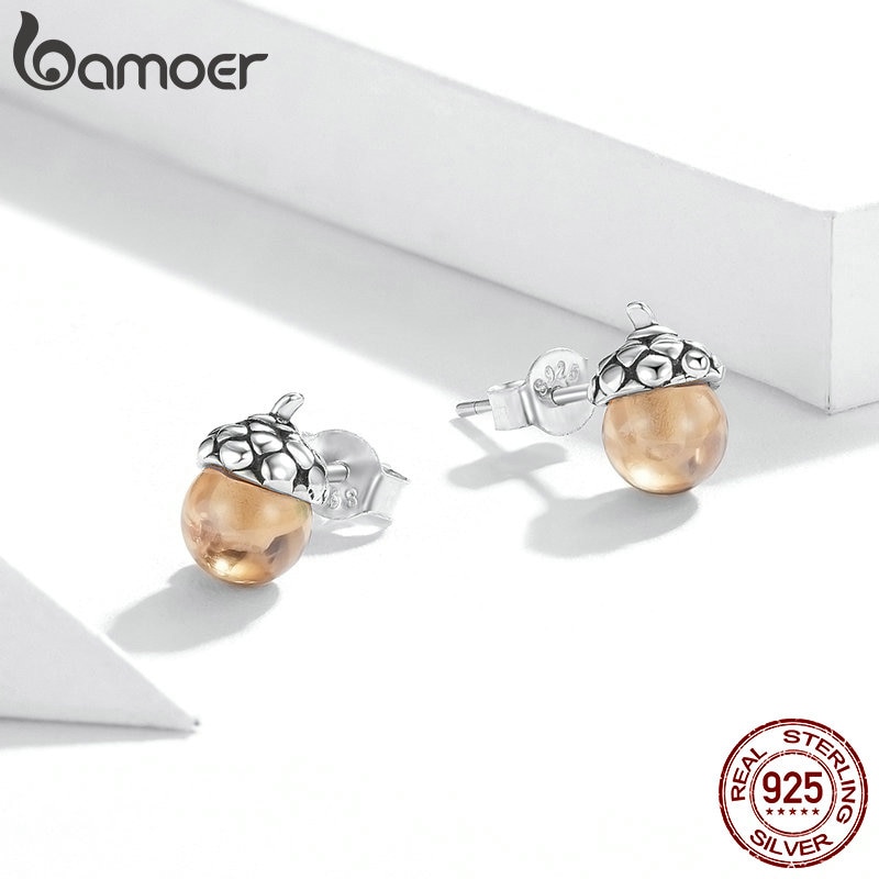 Bamoer Bông Tai bạc 925 Hình Bắp Ngô Lấp Lánh sce935