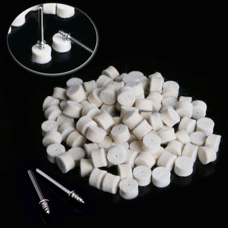 Bộ 100 Miếng Len Đánh Bóng 13mm + 2 Đầu Mài