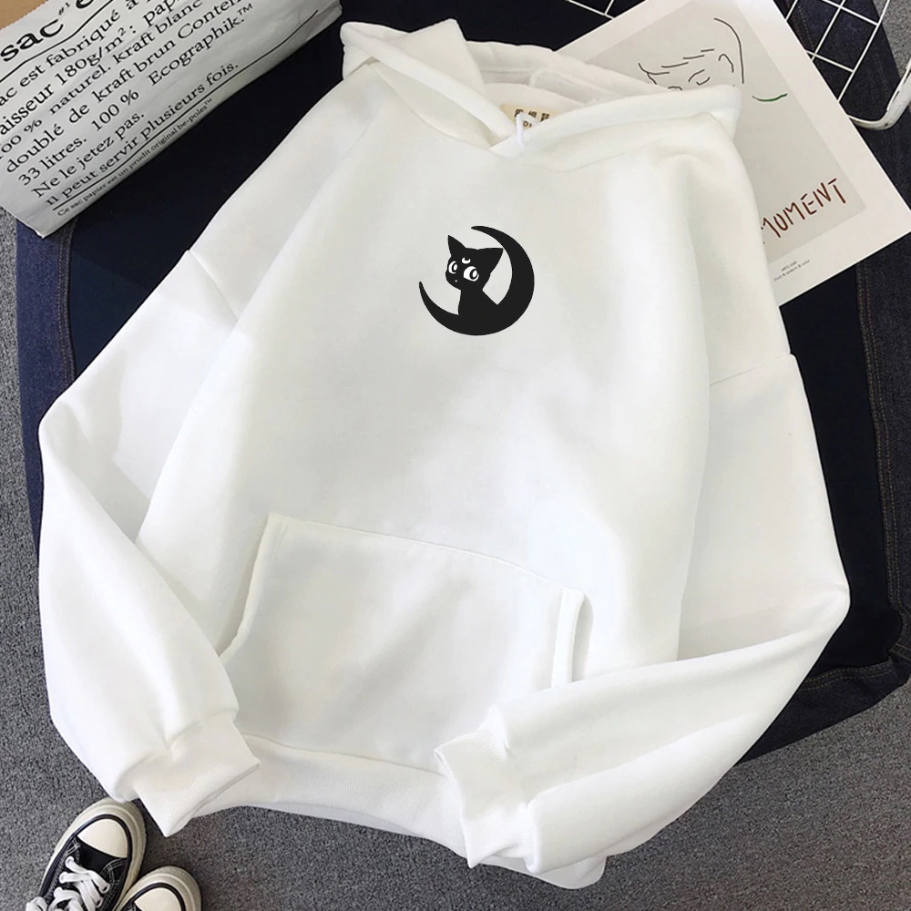 Áo Hoodie Unisex HappyFamily Họa Tiết Chú Mèo Thủy Thủ Mặt Trăng Chất Cotton 100 Cao Cấp